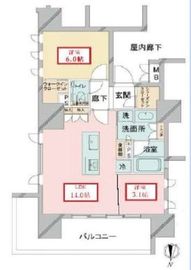 プレミスト新宿山吹 2階 間取り図