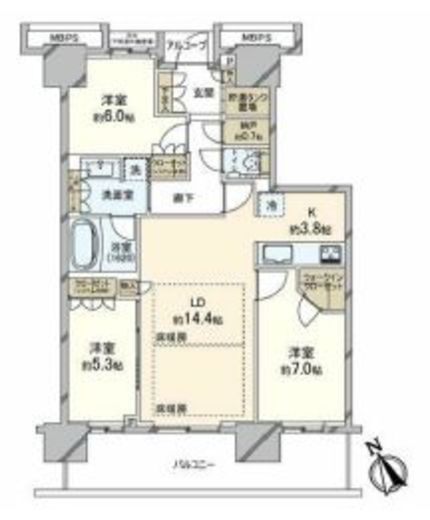 プラウドタワー東雲キャナルコート 33階 間取り図