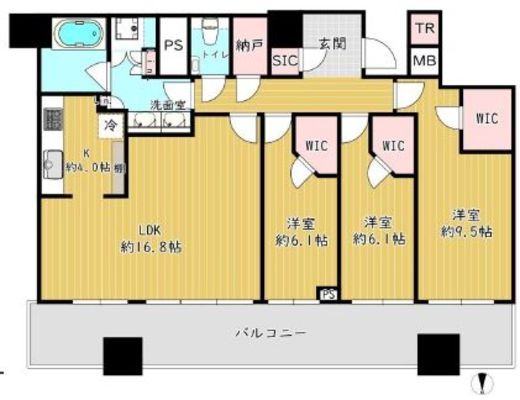 パークタワー晴海 48階 間取り図