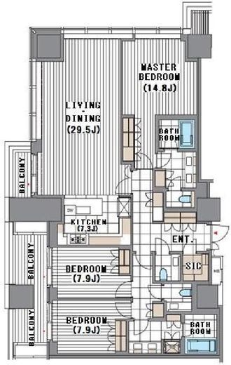 麻布台ヒルズレジデンスA 21階 間取り図