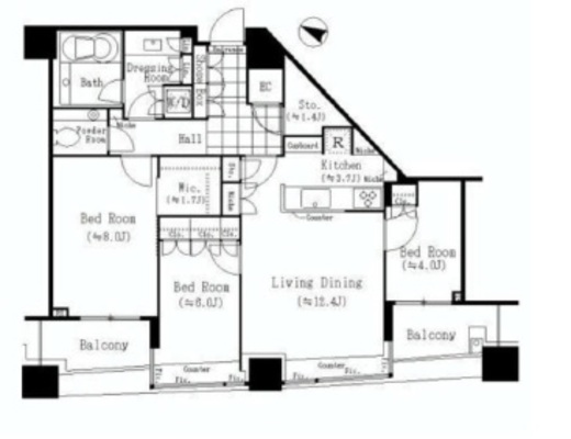パークコート赤坂ザ・タワー 5階 間取り図