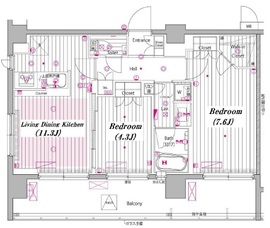 グランド・ガーラ白金高輪 12階 間取り図