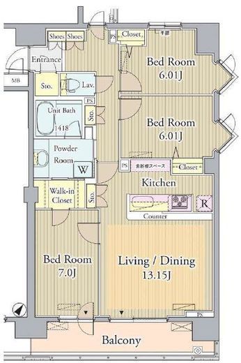プライムアーバン東中野コート (PRIME URBAN 東中野 COURT) 619 間取り図