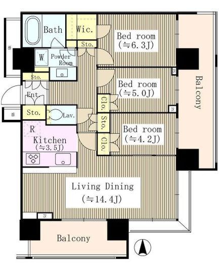リビオタワー板橋 5階 間取り図