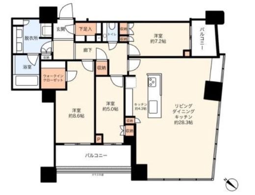 パークタワー勝どきミッド/サウス 55階 間取り図