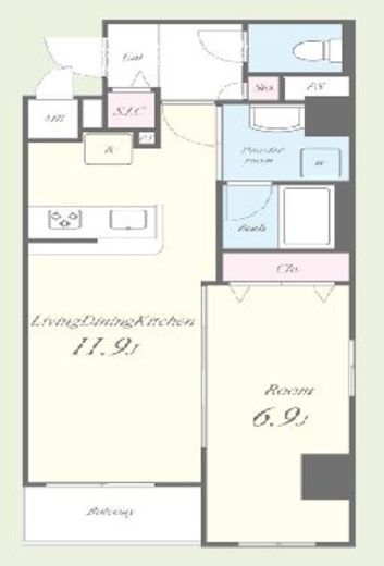 ヒューゲル本郷 403 間取り図