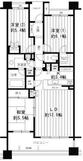 パークホームズ二子多摩川フェアアリーナ 6階 間取り図