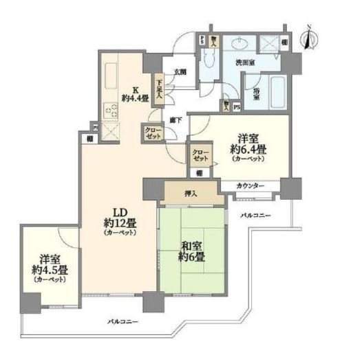 パークシティ新川崎 14階 間取り図