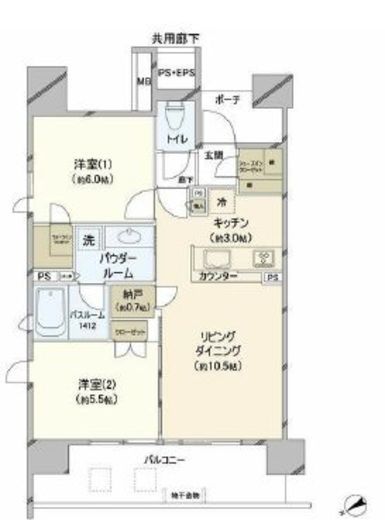 シティハウス横濱野毛山公園 9階 間取り図