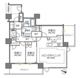 リーフィアタワー海老名アクロスコート 3階 間取り図