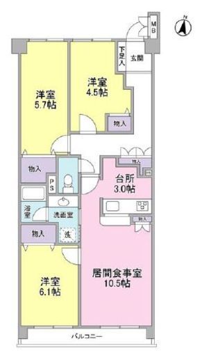 デュエット北千住クレア 3階 間取り図