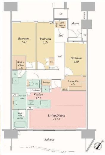 HARUMI FLAG SEA VILLAGE (晴海フラッグ シーヴィレッジ) 3階 間取り図