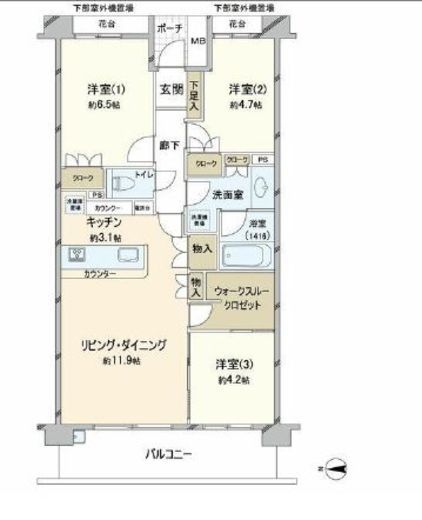 レアリス元住吉 2階 間取り図