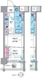 GENOVIA浅草Ⅵskygarden (ジェノヴィア浅草6スカイガーデン) 2階 間取り図