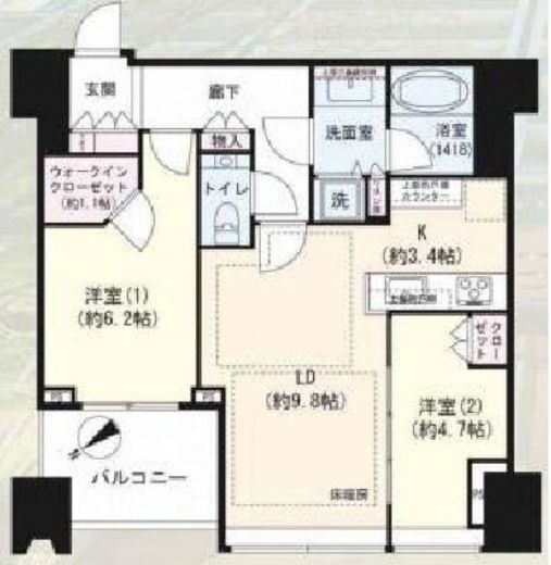 シティタワー麻布十番 12階 間取り図