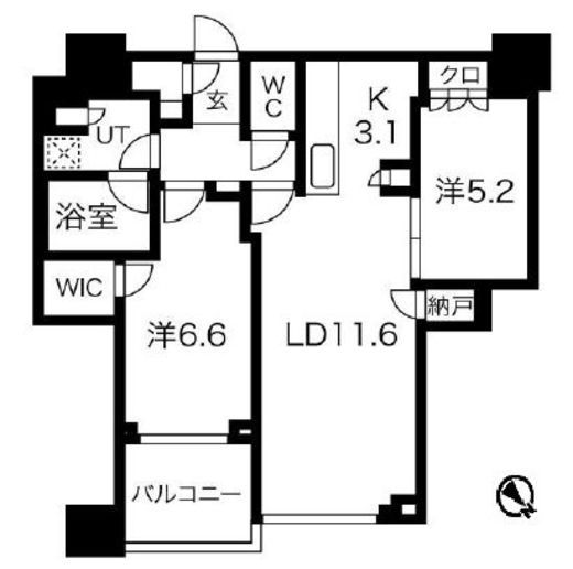 シティタワー武蔵小山 22階 間取り図