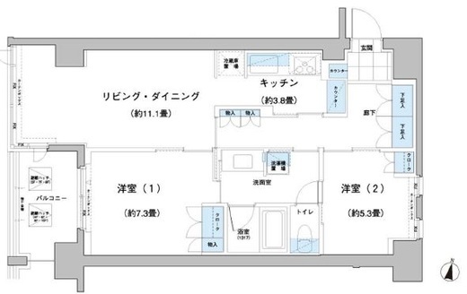 ガーデニエール砧レジデンス 813 間取り図