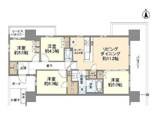 オーベルグランディオ品川勝島 12階 間取り図