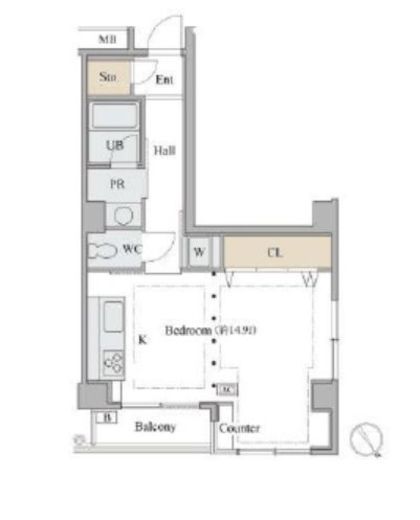 シャレール広尾 2-410 間取り図