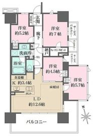 ザ・ガーデンズ大田多摩川 7階 間取り図