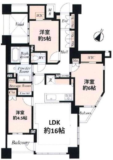 ブリリア東中野パークサイドヒルズ 5階 間取り図