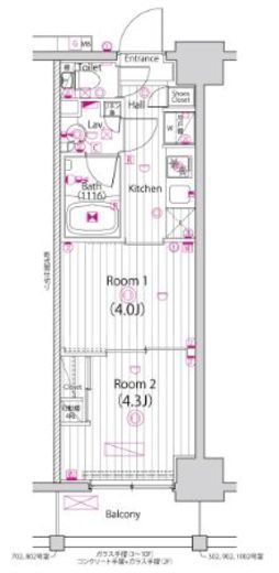 ガーラ・クレスタ川崎 9階 間取り図