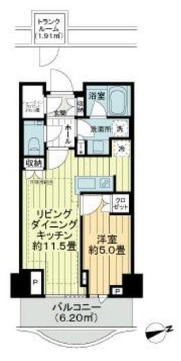 パークコート神宮北参道ザタワー 6階 間取り図