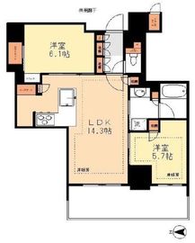 ブリリアタワー上野池之端 29階 間取り図