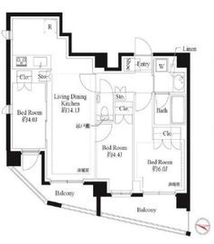 343 RESIDENCE SHINAGAWA (343レジデンス品川) 301 間取り図