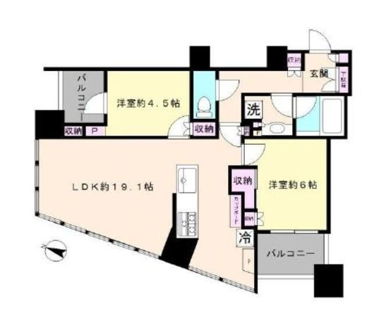 パークタワー勝どきミッド/サウス 25階 間取り図