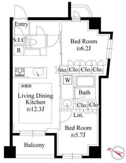 343 RESIDENCE MEGUROⅠ (343レジデンス目黒Ⅰ) 703 間取り図