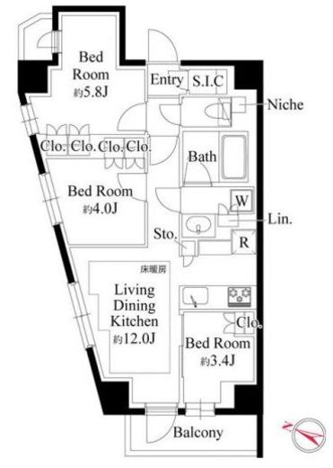 343 RESIDENCE MEGUROⅠ (343レジデンス目黒Ⅰ) 501 間取り図