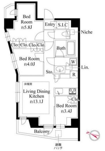 343 RESIDENCE MEGUROⅠ (343レジデンス目黒Ⅰ) 701 間取り図
