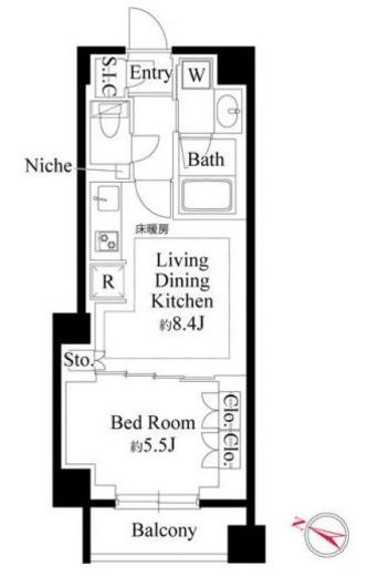 343 RESIDENCE MEGUROⅠ (343レジデンス目黒Ⅰ) 101 間取り図
