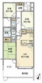 アールヴェール代々木 1階 間取り図