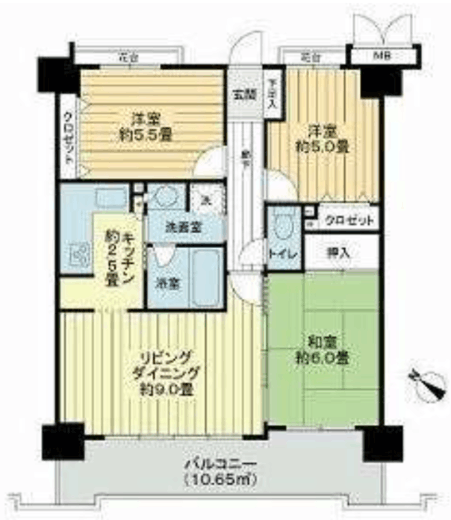 クリオ横浜弐番館 9階 間取り図