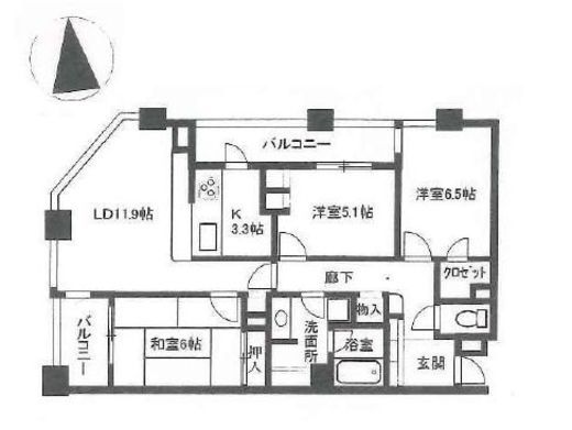 リビオ橋本タワーブロードビーンズ 5階 間取り図