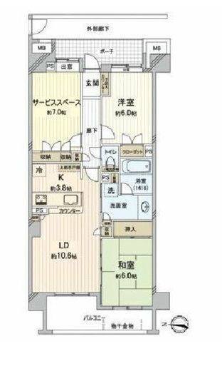 コスモフォーラム武蔵小金井 3階 間取り図