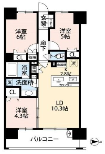 パレステージ本厚木 4階 間取り図