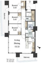 HARUMI FLAG SUN VILLAGE (晴海フラッグ サンヴィレッジ) 12階 間取り図