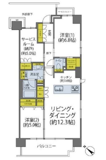 イニシア文京根津 6階 間取り図