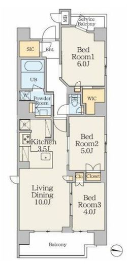 クレストコート錦糸町 608 間取り図