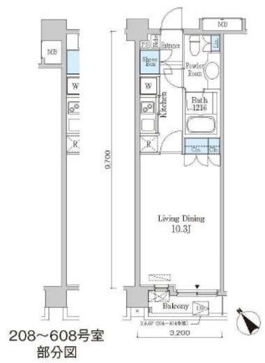 クインテット恵比寿 208 間取り図