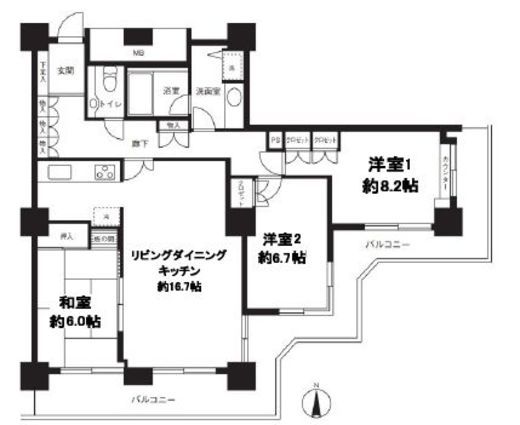 サンクォーレタワー 22階 間取り図