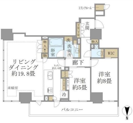 ブリリアタワー上野池之端 13階 間取り図