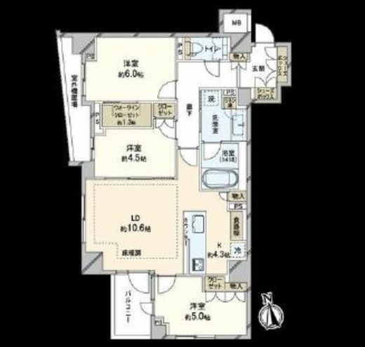 ザ・パークハウス市谷加賀町 5階 間取り図