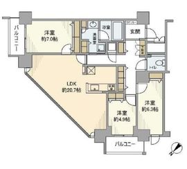 ビーコンタワーレジデンス 25階 間取り図
