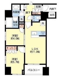 リビオ日本橋浜町パークフィール 2階 間取り図
