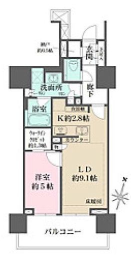 ザ・パークハウス市ヶ谷 5階 間取り図