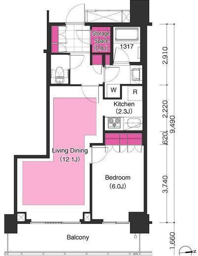 ブリリアイストタワー勝どき 12階 間取り図